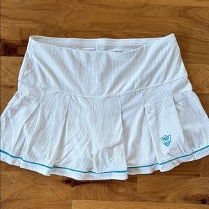 White Pleated Skirt with Teal Accents